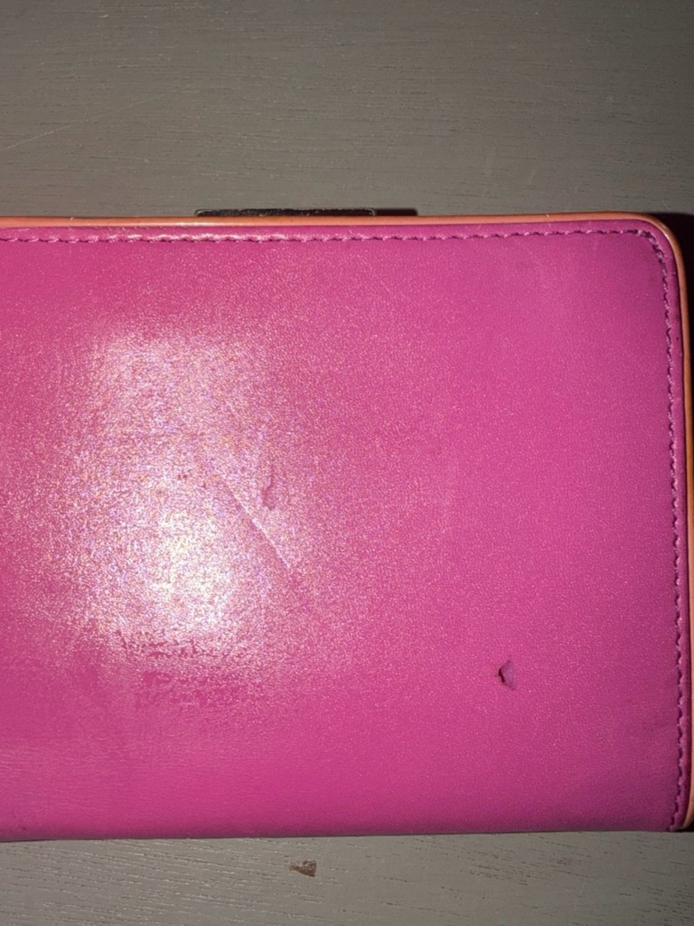 PROJECT COACH Pink Leather Clutch Wallet with Tan Trim - Picture 2 of 7